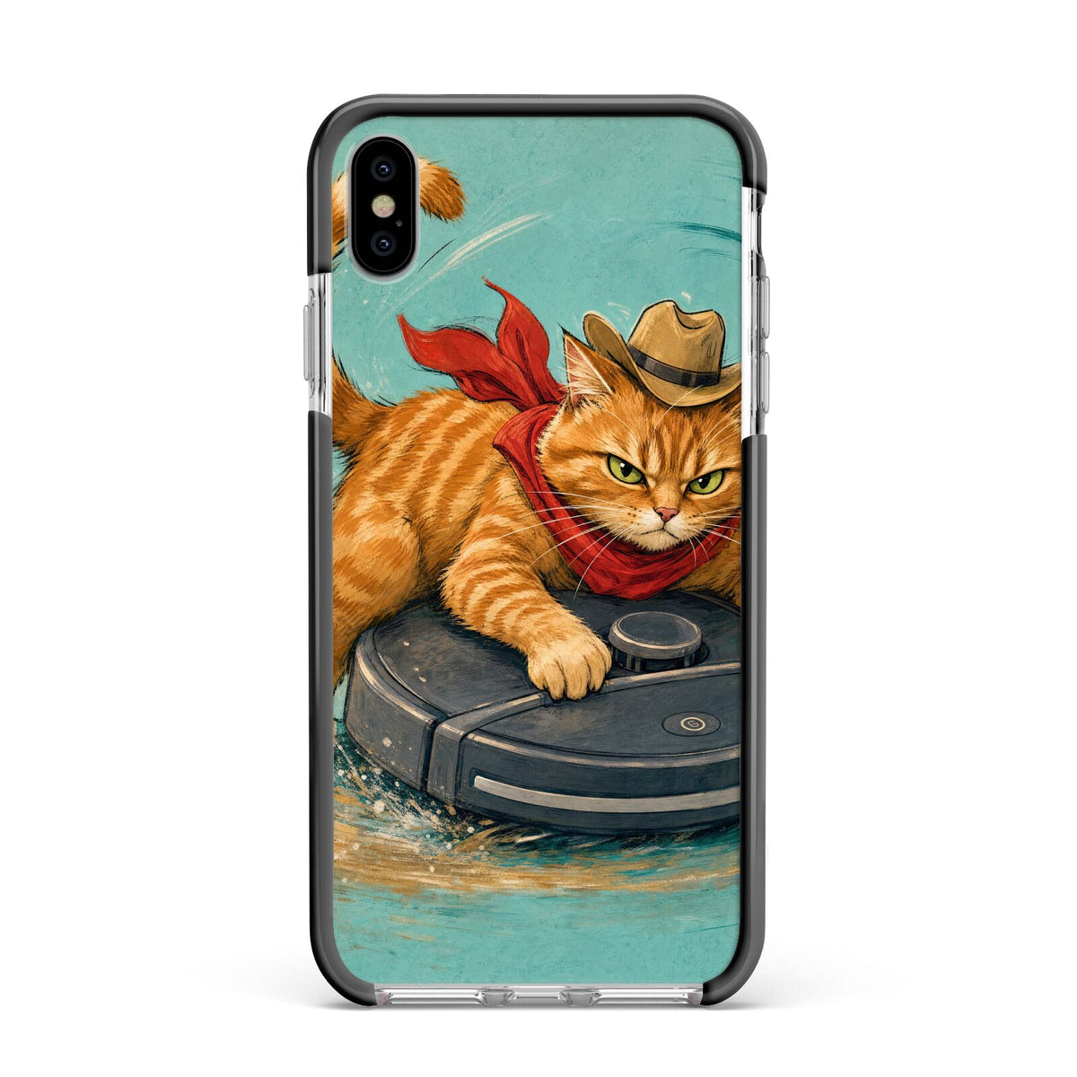 Robo Rodeo Apple iPhone Xs Max Impact Case Black Edge on Silver Phone