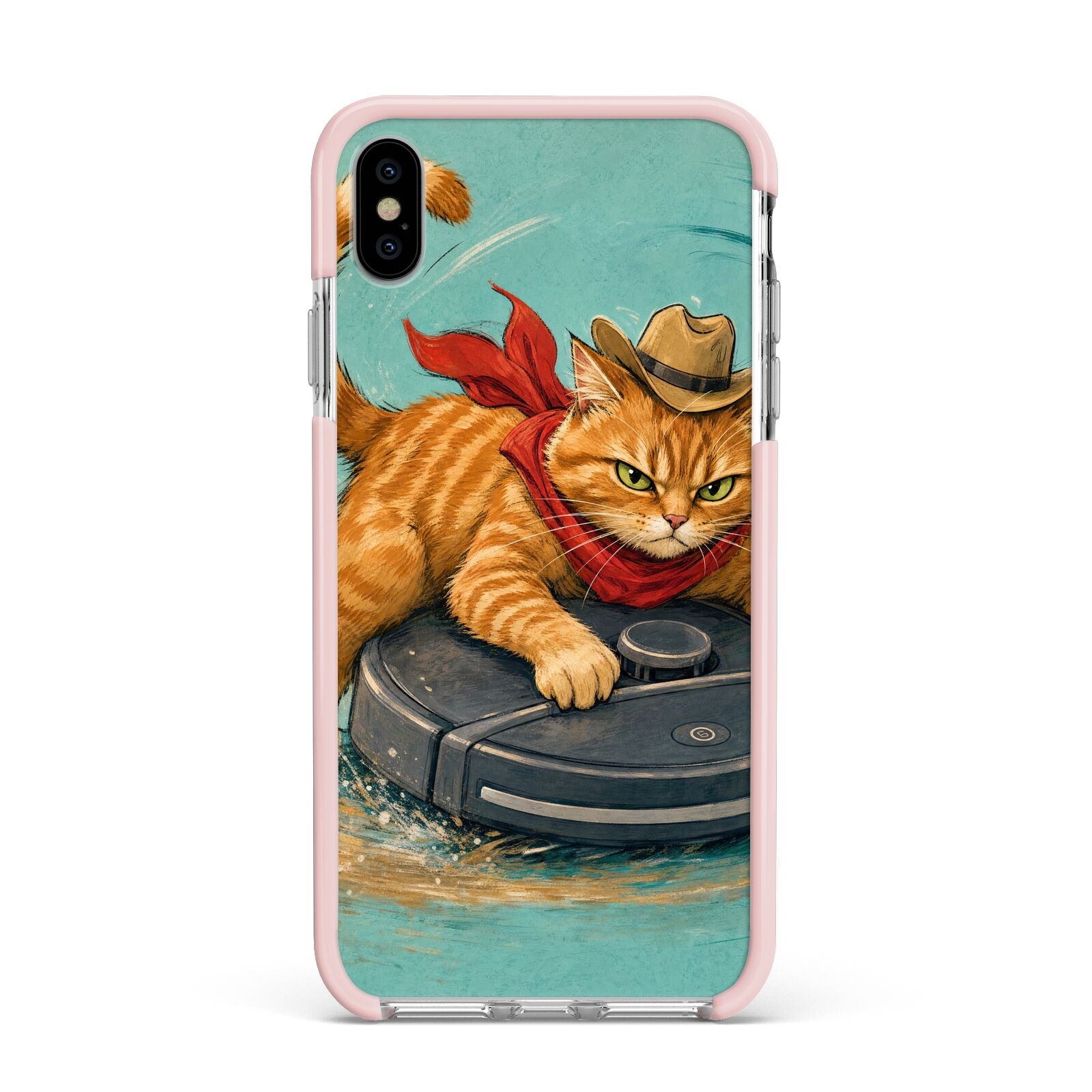 Robo Rodeo Apple iPhone Xs Max Impact Case Pink Edge on Silver Phone
