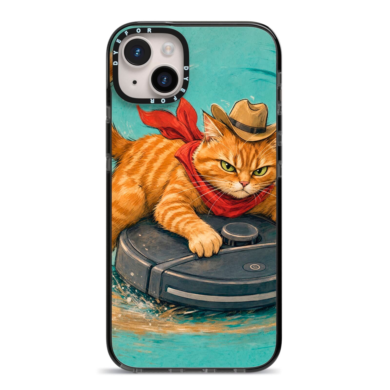 Robo Rodeo iPhone 14 Plus Black Impact Case on Silver phone