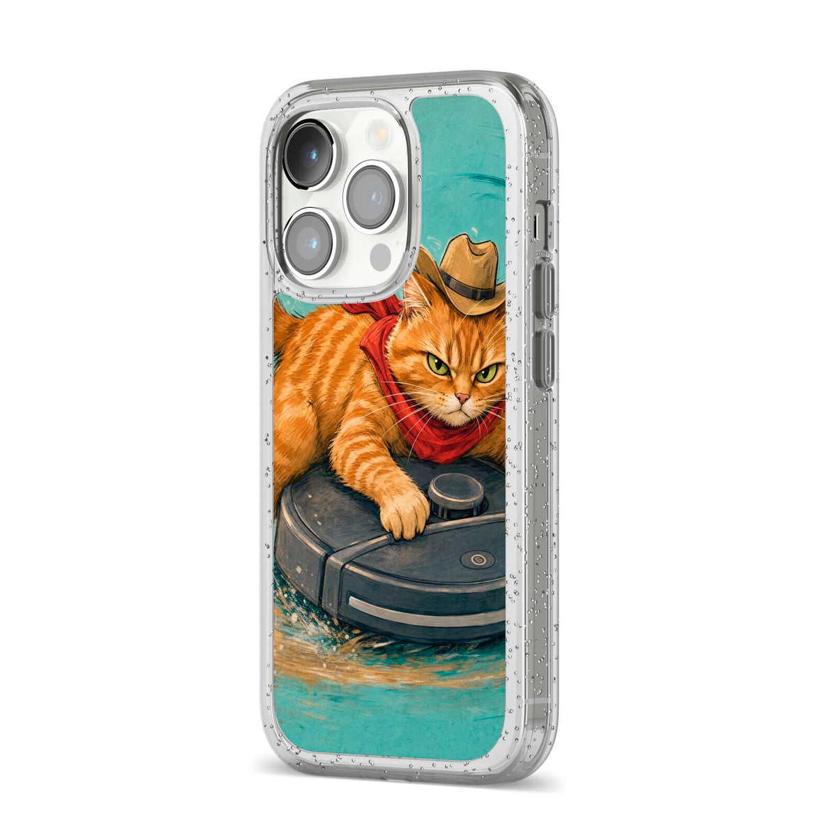 Robo Rodeo iPhone 14 Pro Glitter Tough Case Silver Angled Image