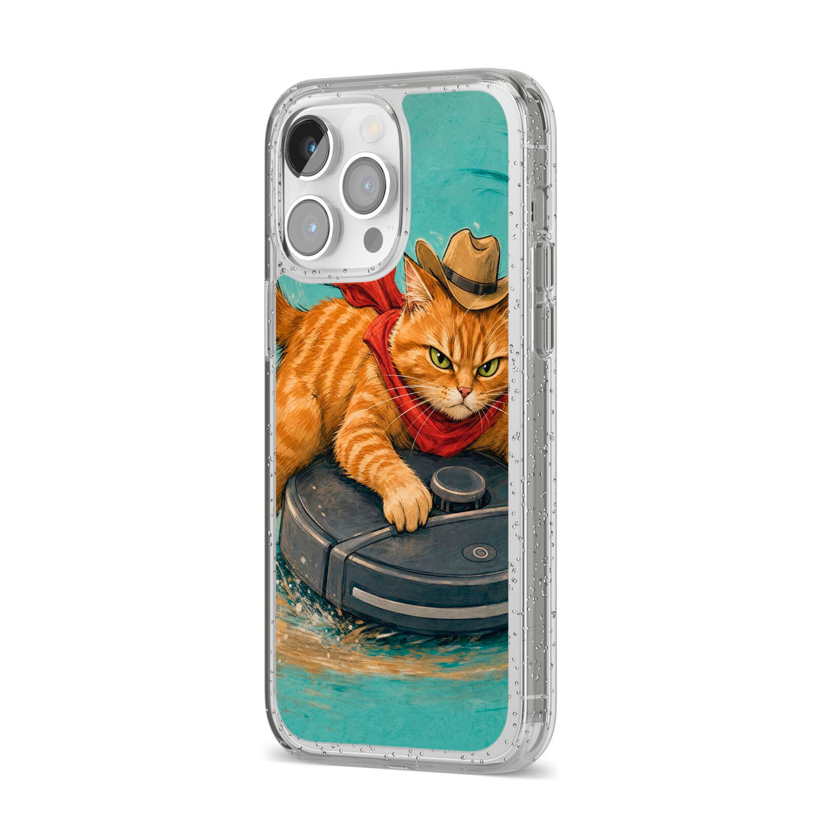 Robo Rodeo iPhone 14 Pro Max Glitter Tough Case Silver Angled Image