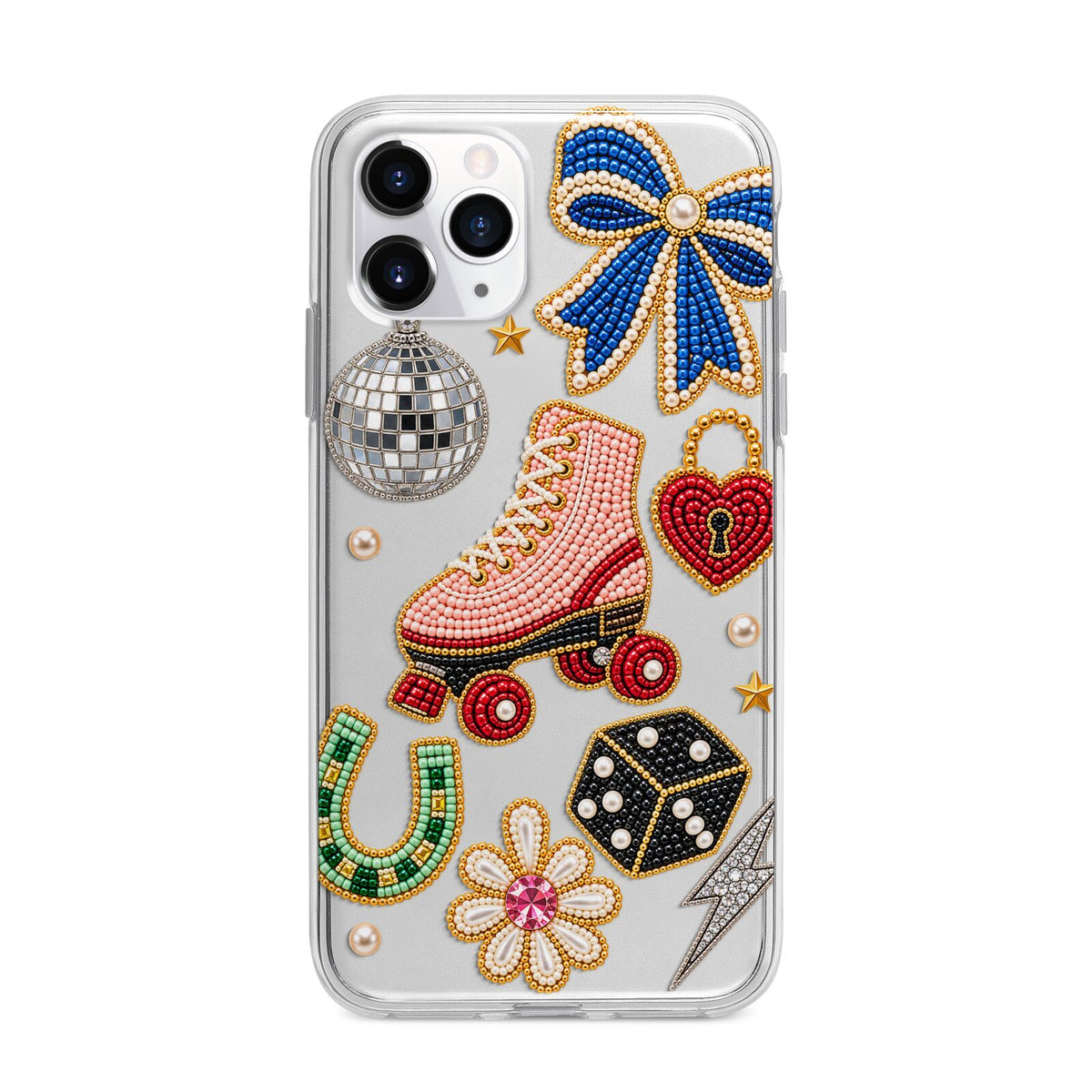 Roller Disco Charms Apple iPhone 11 Pro Max in Silver with Bumper Case