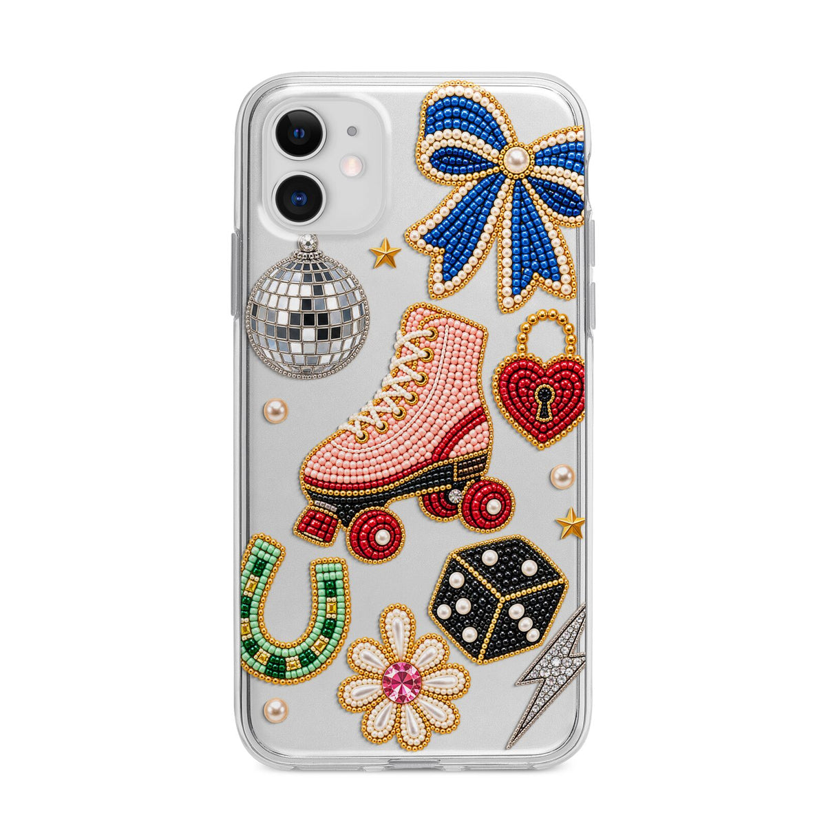 Roller Disco Charms Apple iPhone 11 in White with Bumper Case