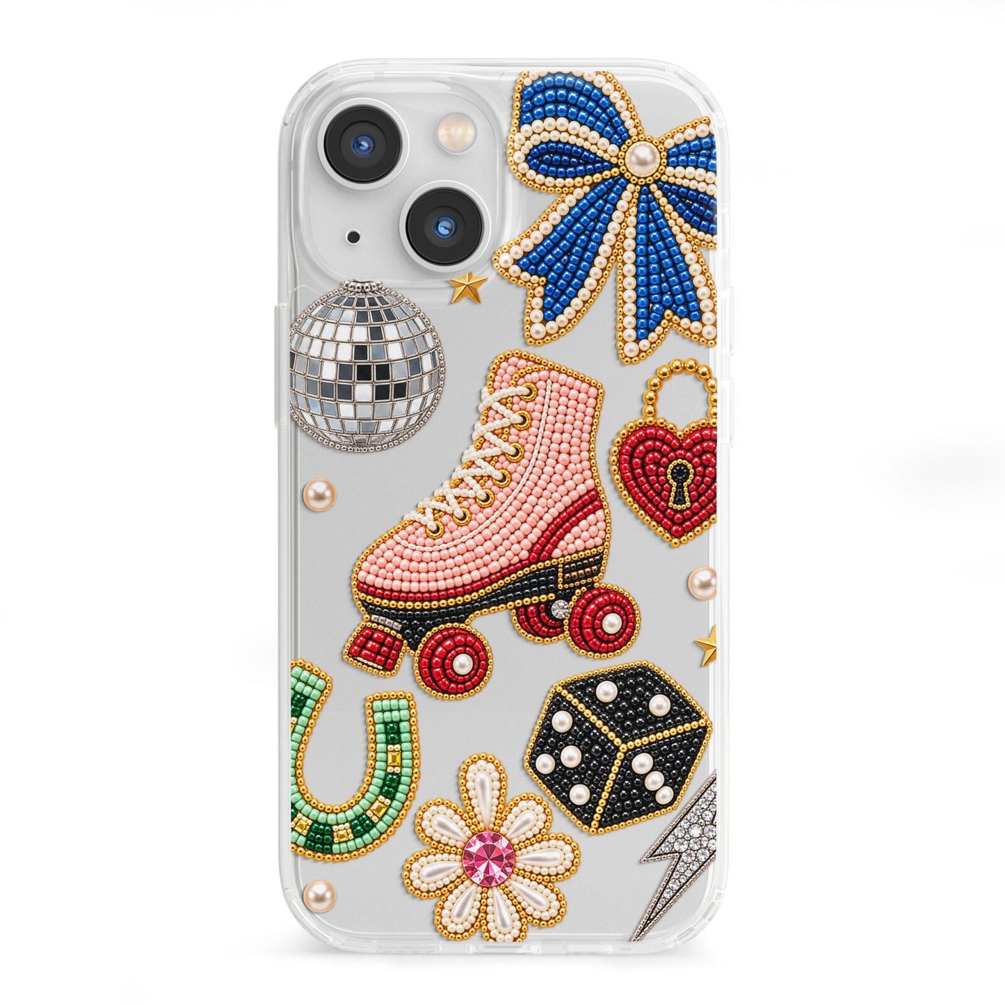 Roller Disco Charms iPhone 13 Mini Clear Bumper Case