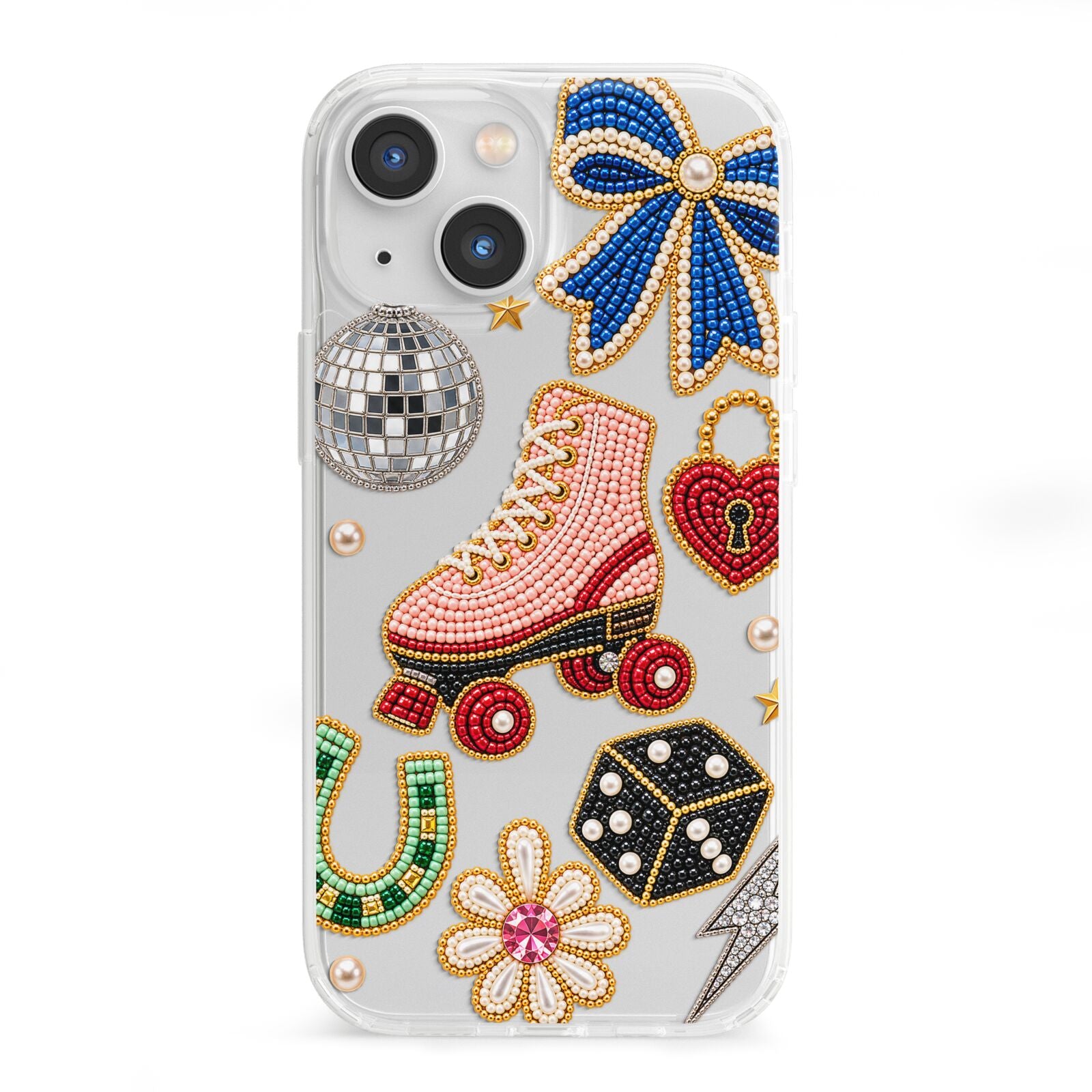 Roller Disco Charms iPhone 13 Mini Clear Bumper Case