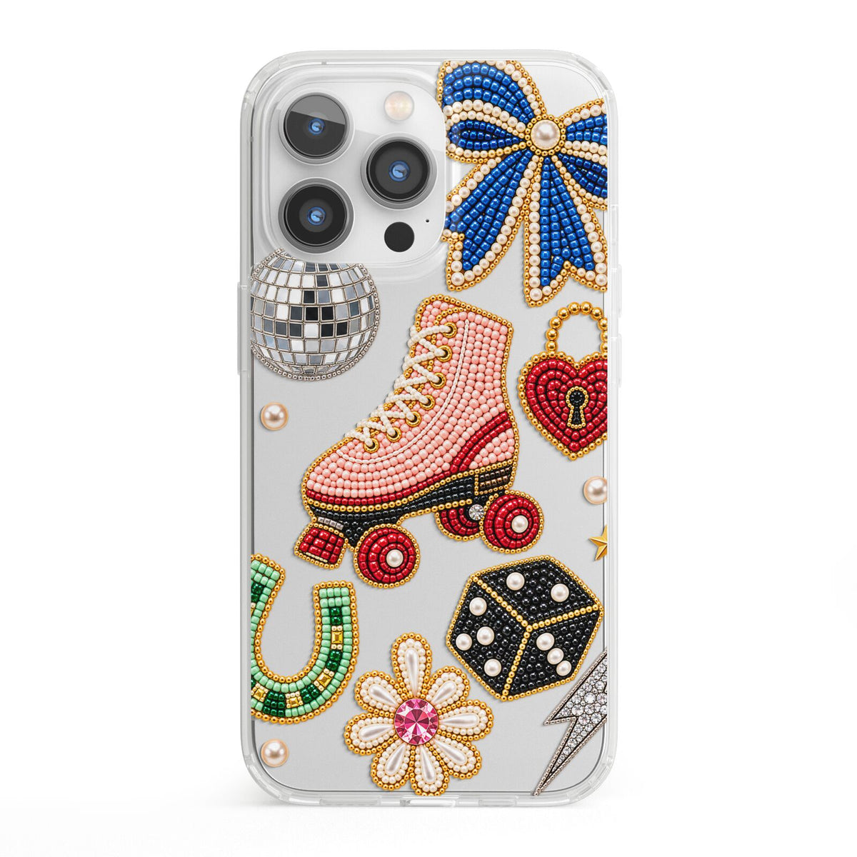 Roller Disco Charms iPhone 13 Pro Clear Bumper Case