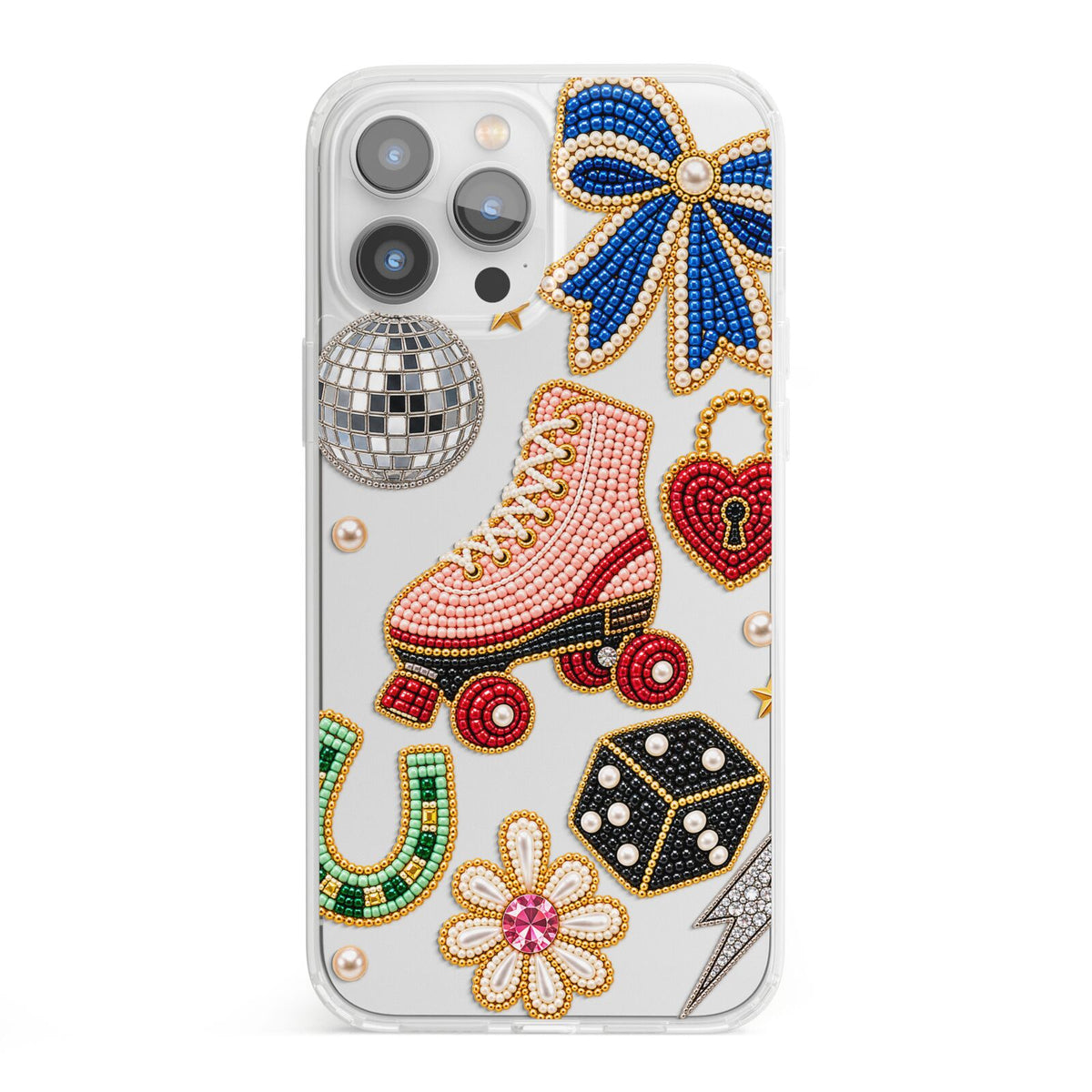 Roller Disco Charms iPhone 13 Pro Max Clear Bumper Case
