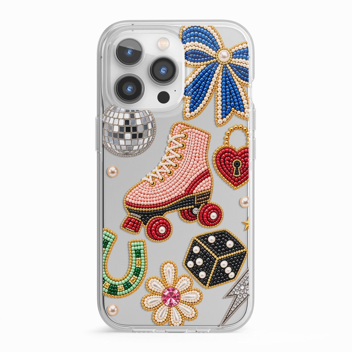Roller Disco Charms iPhone 13 Pro TPU Impact Case with White Edges