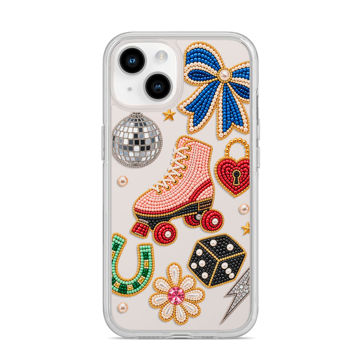 Roller Disco Charms iPhone 14 Clear Tough Case Starlight