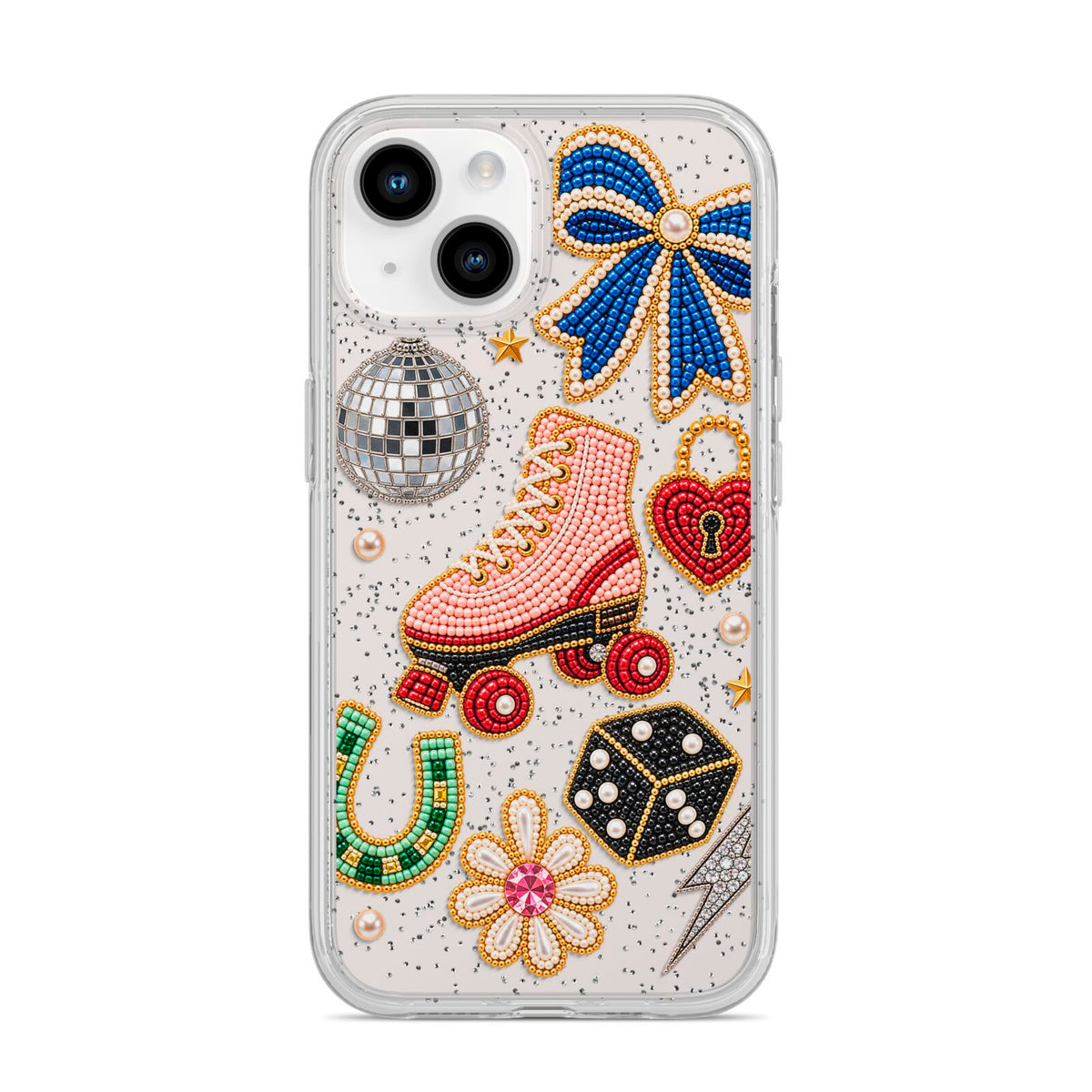 Roller Disco Charms iPhone 14 Glitter Tough Case Starlight