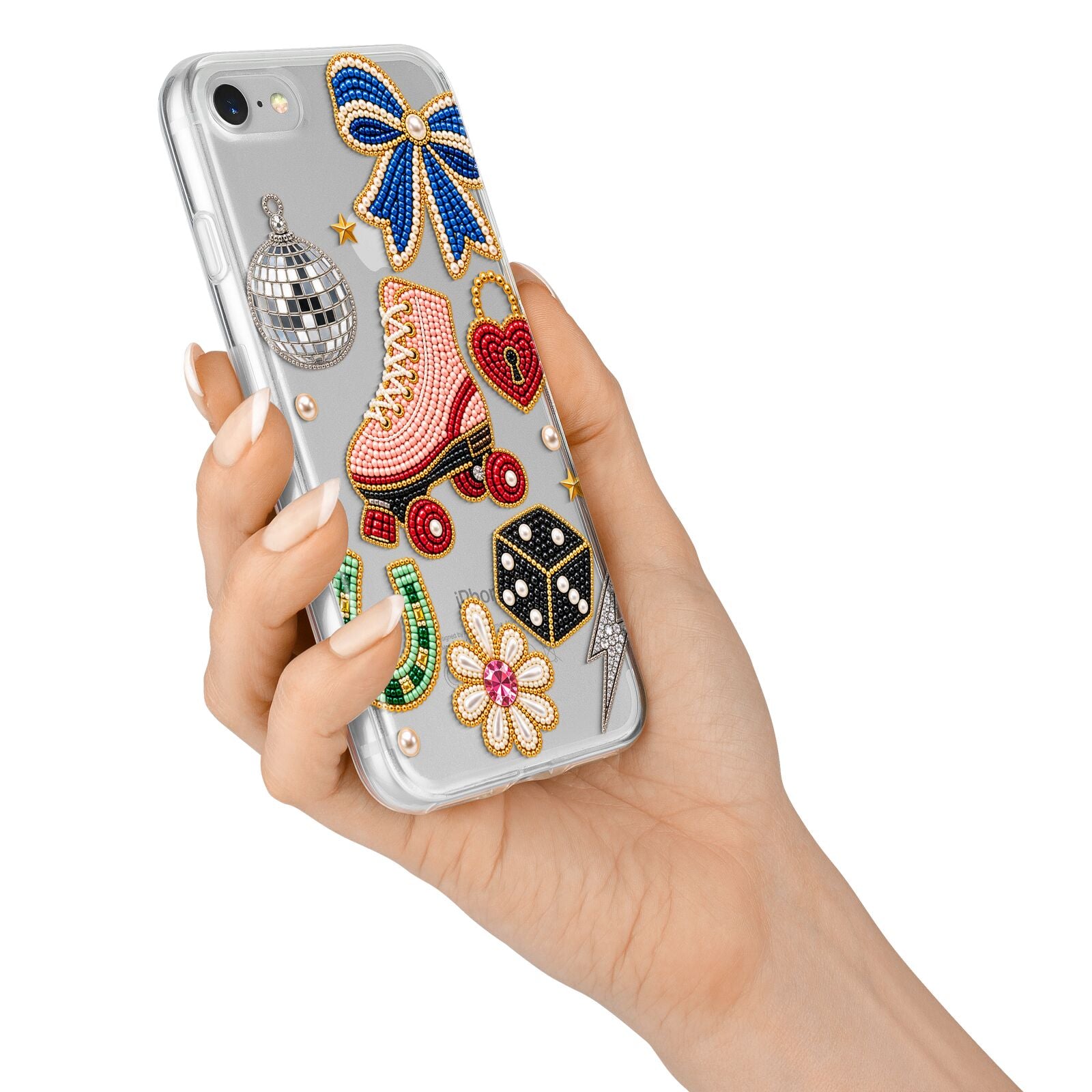 Roller Disco Charms iPhone 7 Bumper Case on Silver iPhone Alternative Image