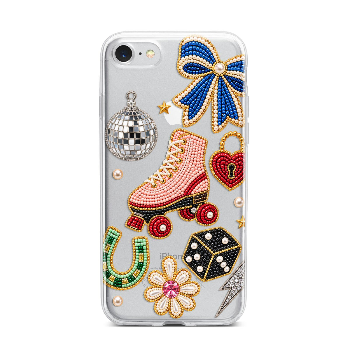 Roller Disco Charms iPhone 7 Bumper Case on Silver iPhone