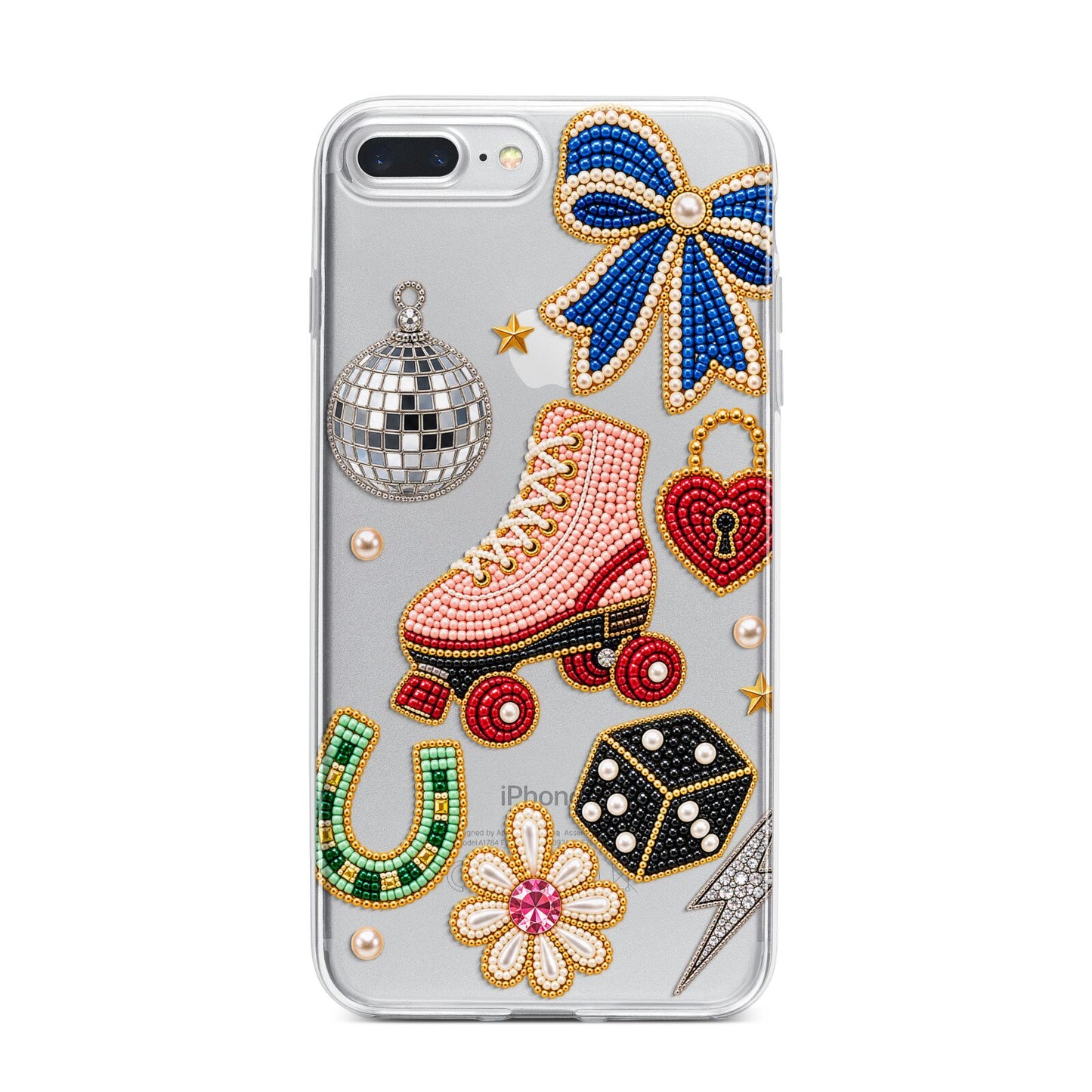 Roller Disco Charms iPhone 7 Plus Bumper Case on Silver iPhone