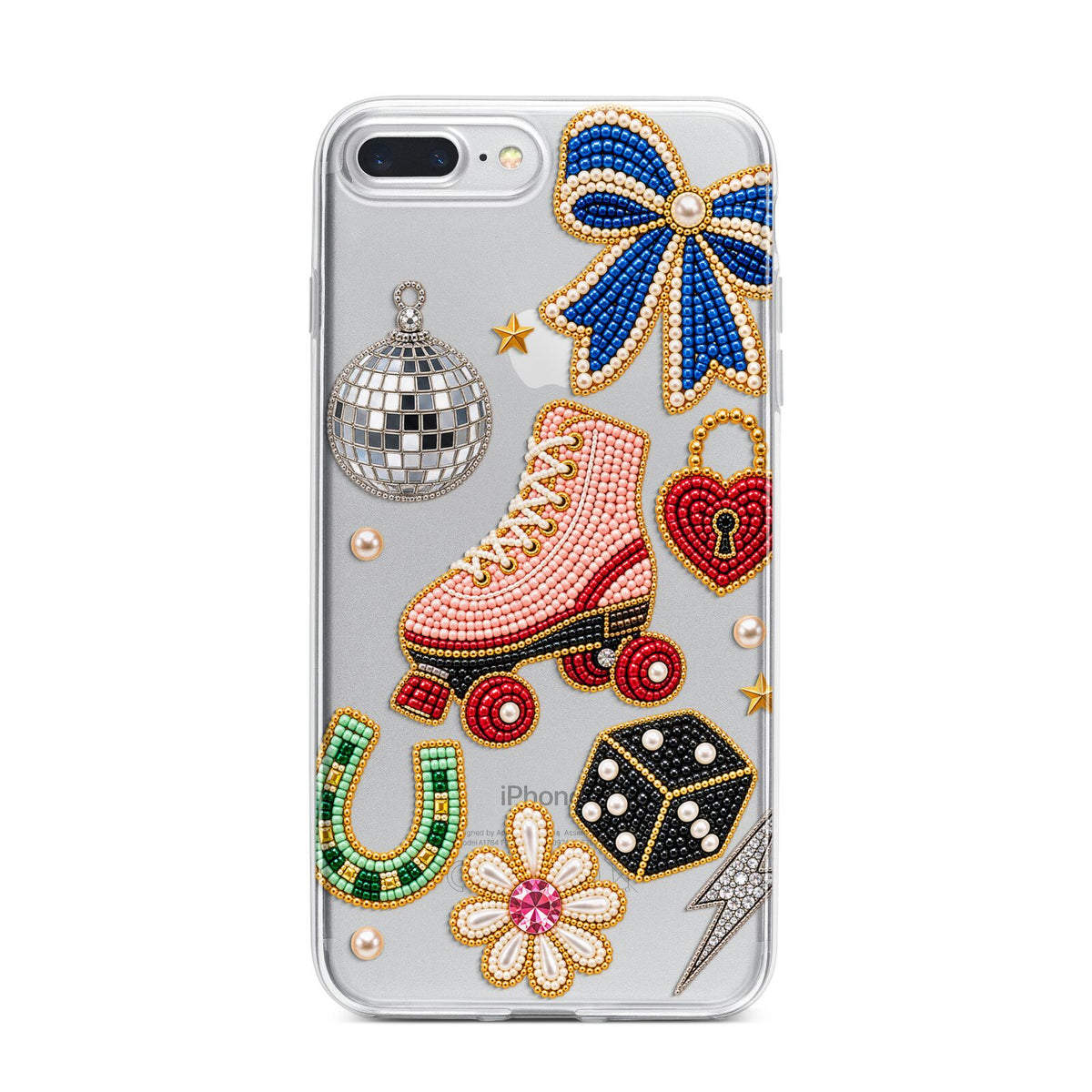Roller Disco Charms iPhone 7 Plus Bumper Case on Silver iPhone