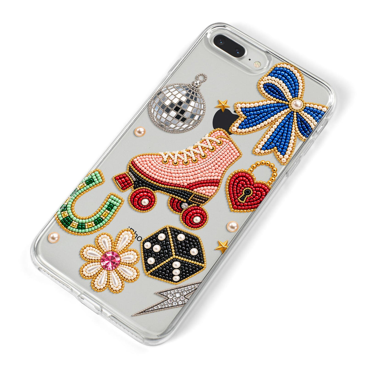 Roller Disco Charms iPhone 8 Plus Bumper Case on Silver iPhone Alternative Image