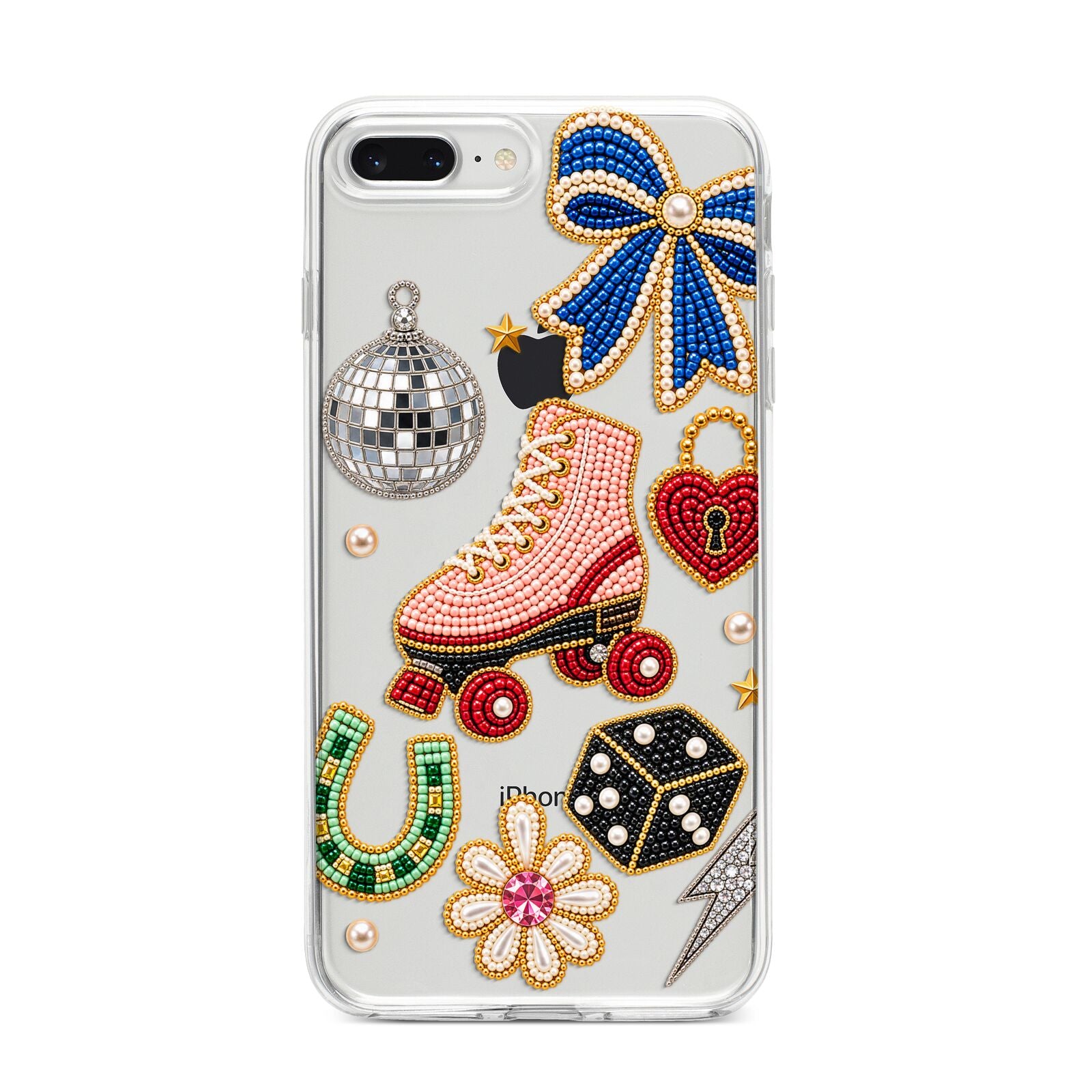 Roller Disco Charms iPhone 8 Plus Bumper Case on Silver iPhone