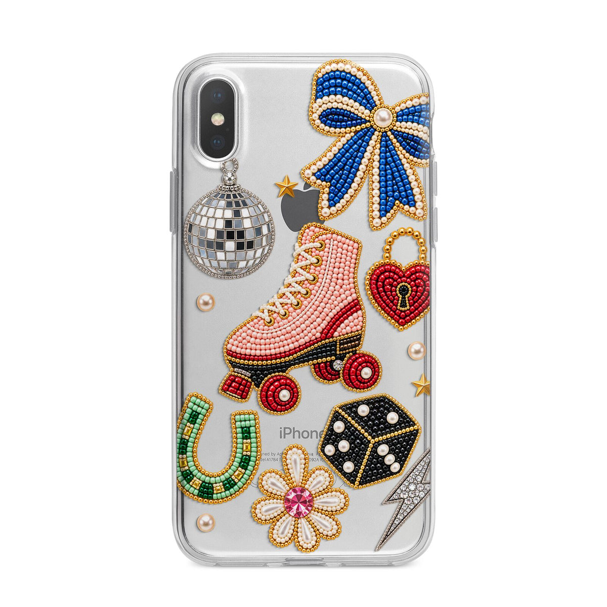 Roller Disco Charms iPhone X Bumper Case on Silver iPhone Alternative Image 1