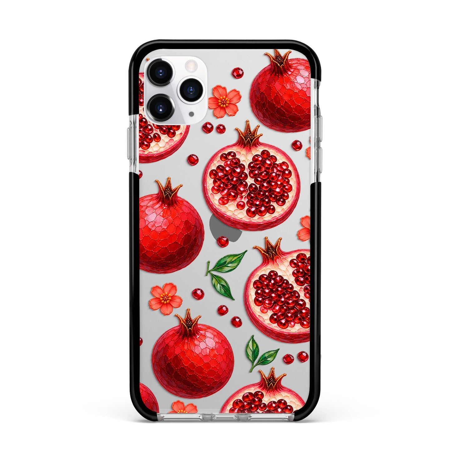 Ruby Orchard Apple iPhone 11 Pro Max in Silver with Black Impact Case