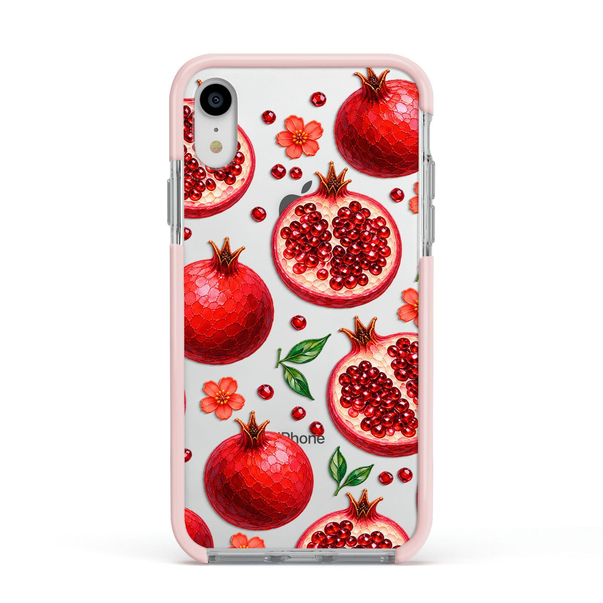 Ruby Orchard Apple iPhone XR Impact Case Pink Edge on Silver Phone