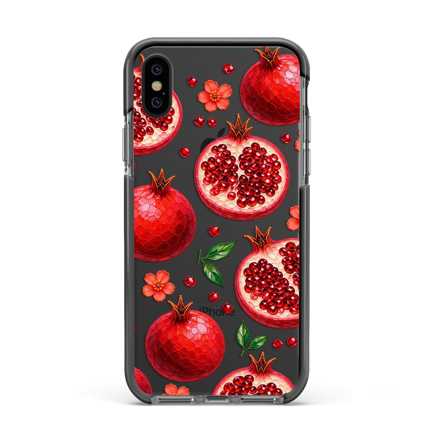 Ruby Orchard Apple iPhone Xs Impact Case Black Edge on Black Phone