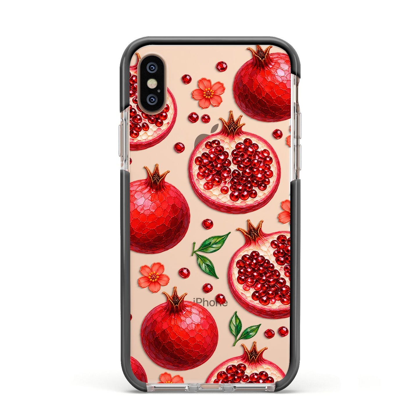 Ruby Orchard Apple iPhone Xs Impact Case Black Edge on Gold Phone