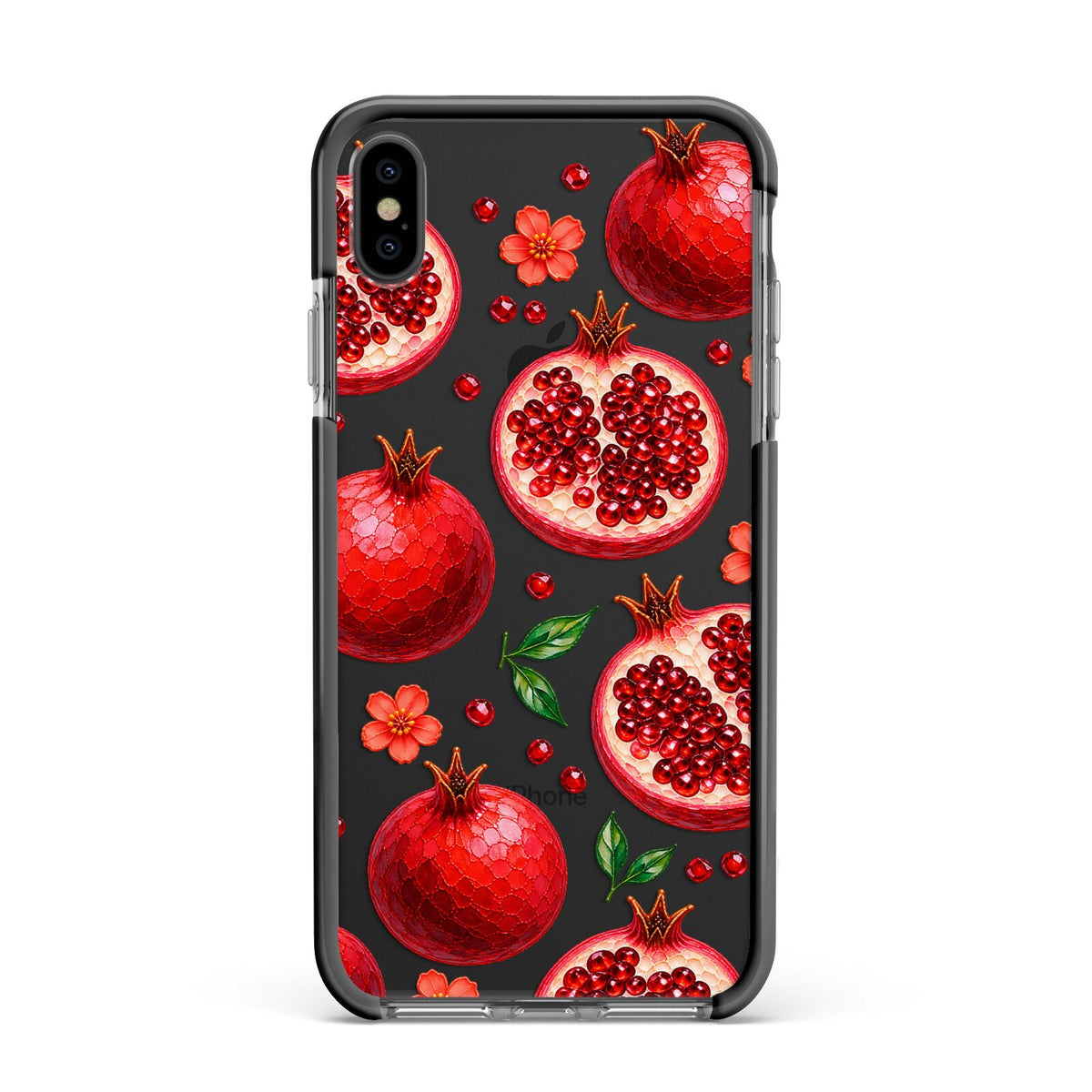 Ruby Orchard Apple iPhone Xs Max Impact Case Black Edge on Black Phone