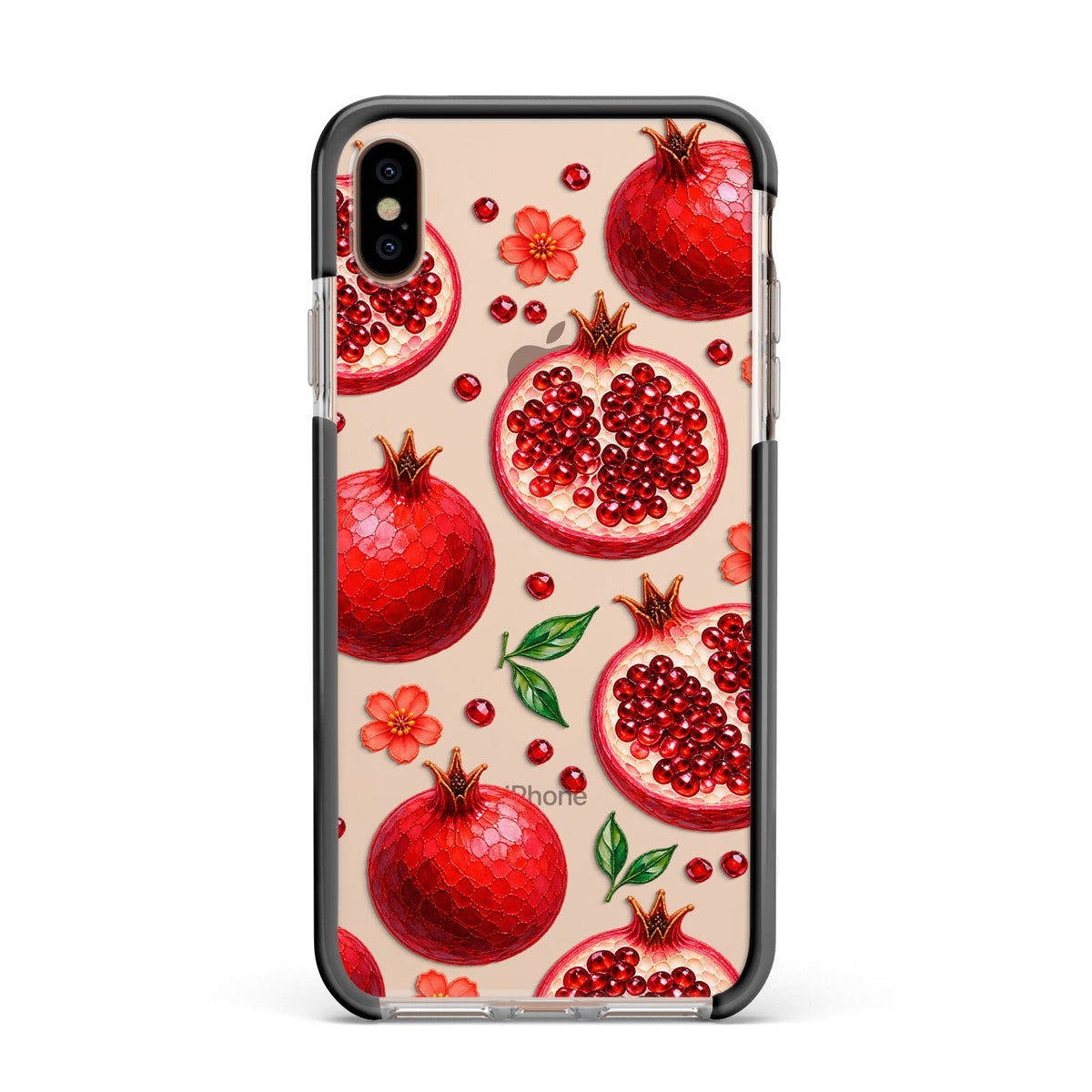 Ruby Orchard Apple iPhone Xs Max Impact Case Black Edge on Gold Phone