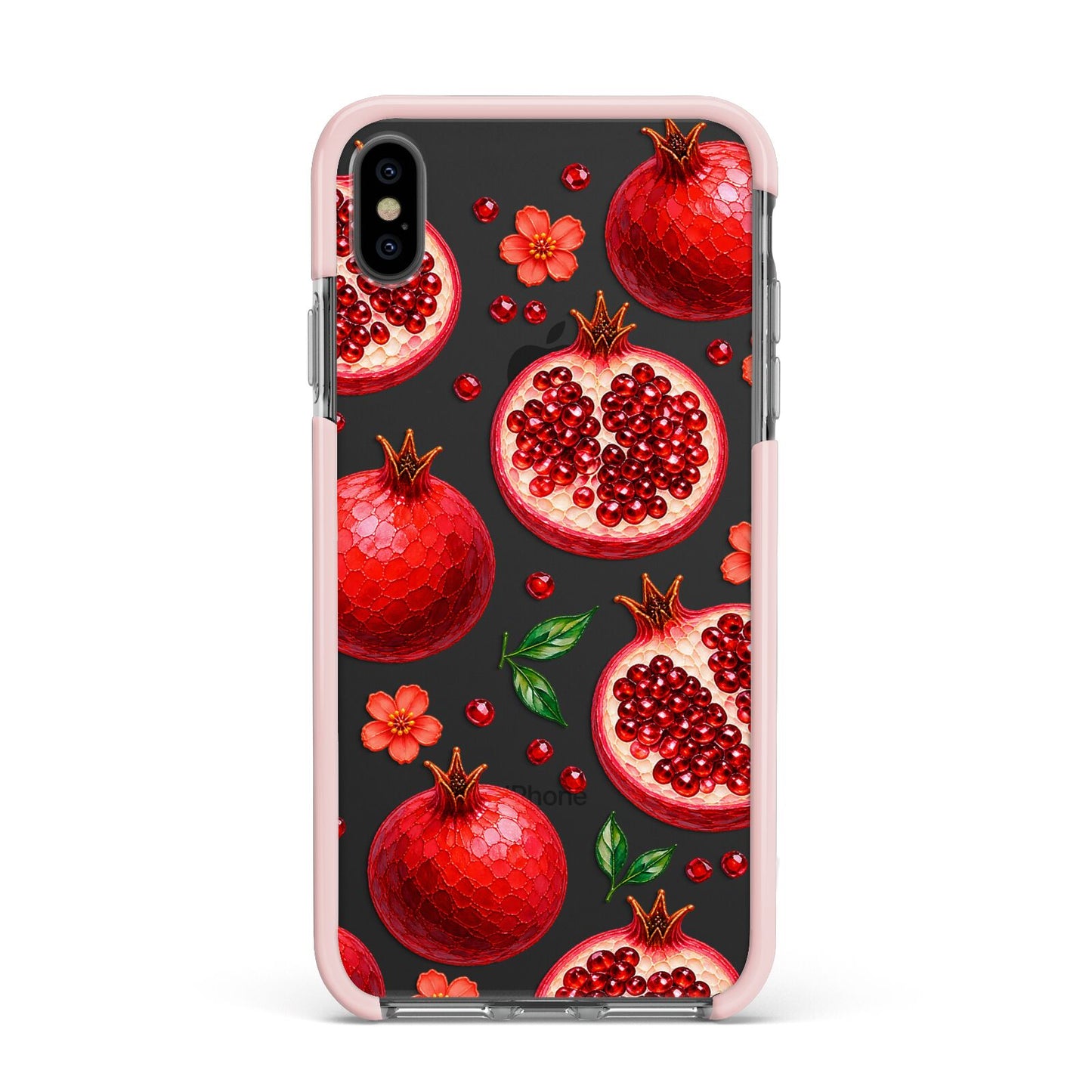 Ruby Orchard Apple iPhone Xs Max Impact Case Pink Edge on Black Phone