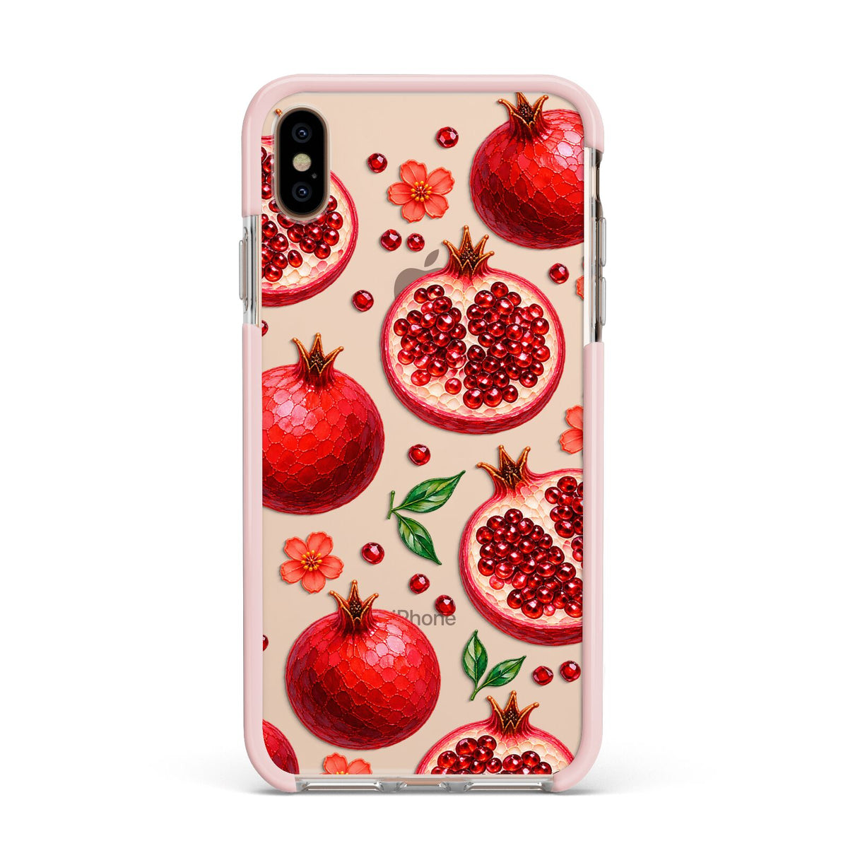 Ruby Orchard Apple iPhone Xs Max Impact Case Pink Edge on Gold Phone