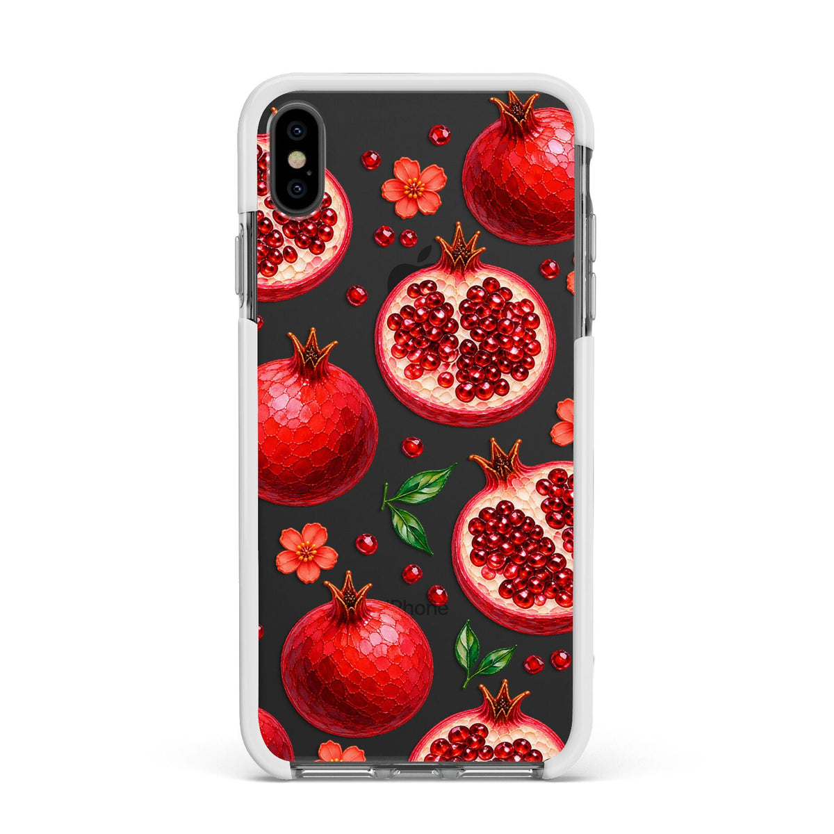 Ruby Orchard Apple iPhone Xs Max Impact Case White Edge on Black Phone