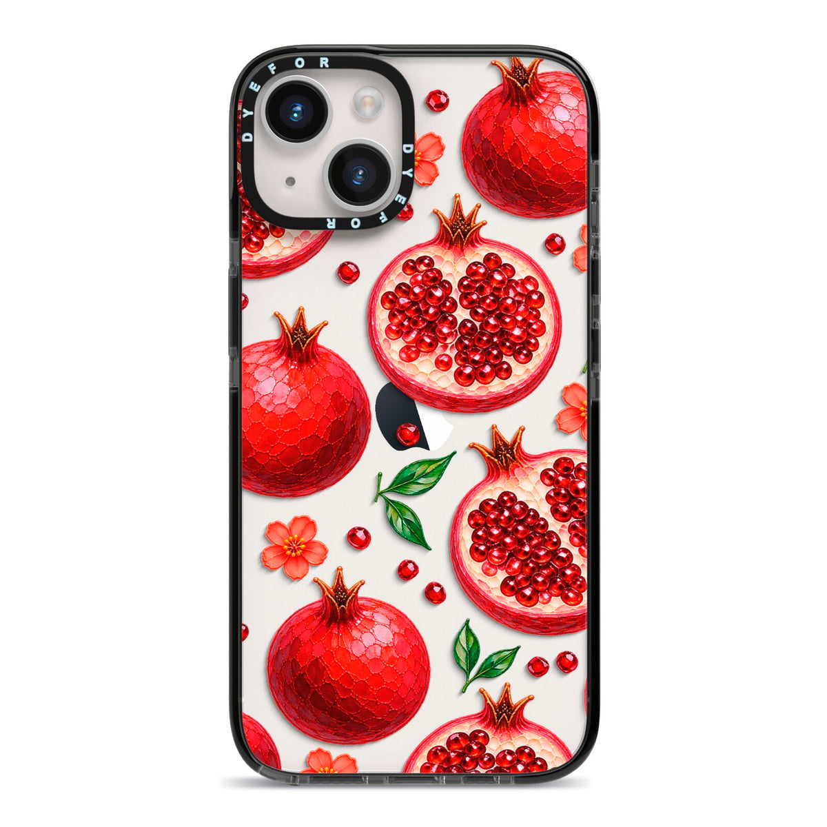 Ruby Orchard iPhone 14 Black Impact Case on Silver phone
