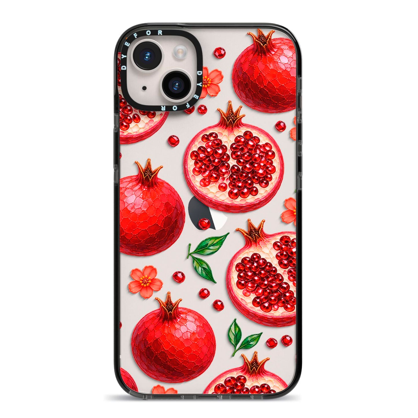 Ruby Orchard iPhone 14 Plus Black Impact Case on Silver phone