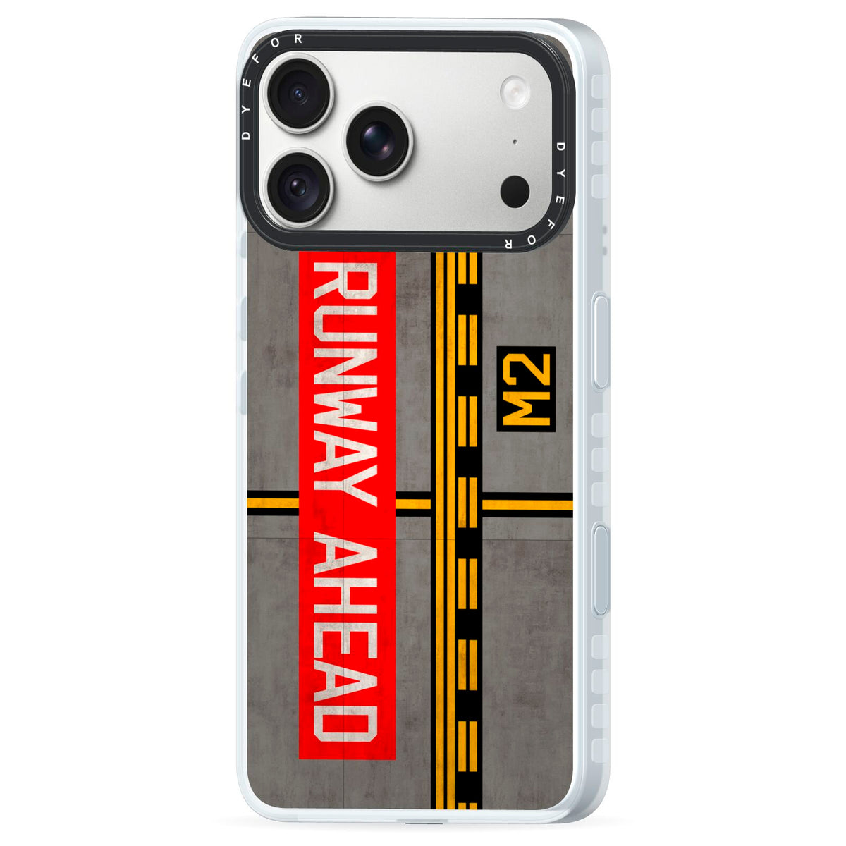 Runway Ahead iPhone 18 Pro Black Impact Pre order Case Side Angle on Silver phone