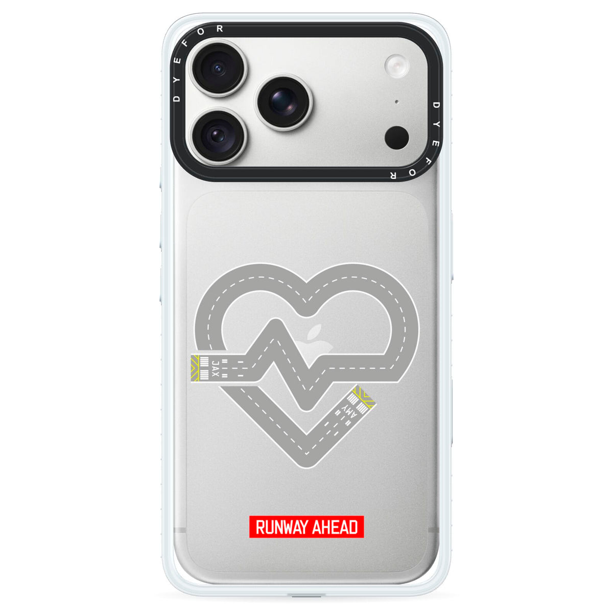 Runway Love Heart iPhone 18 Pro Max Black Impact Pre order Case on Silver phone