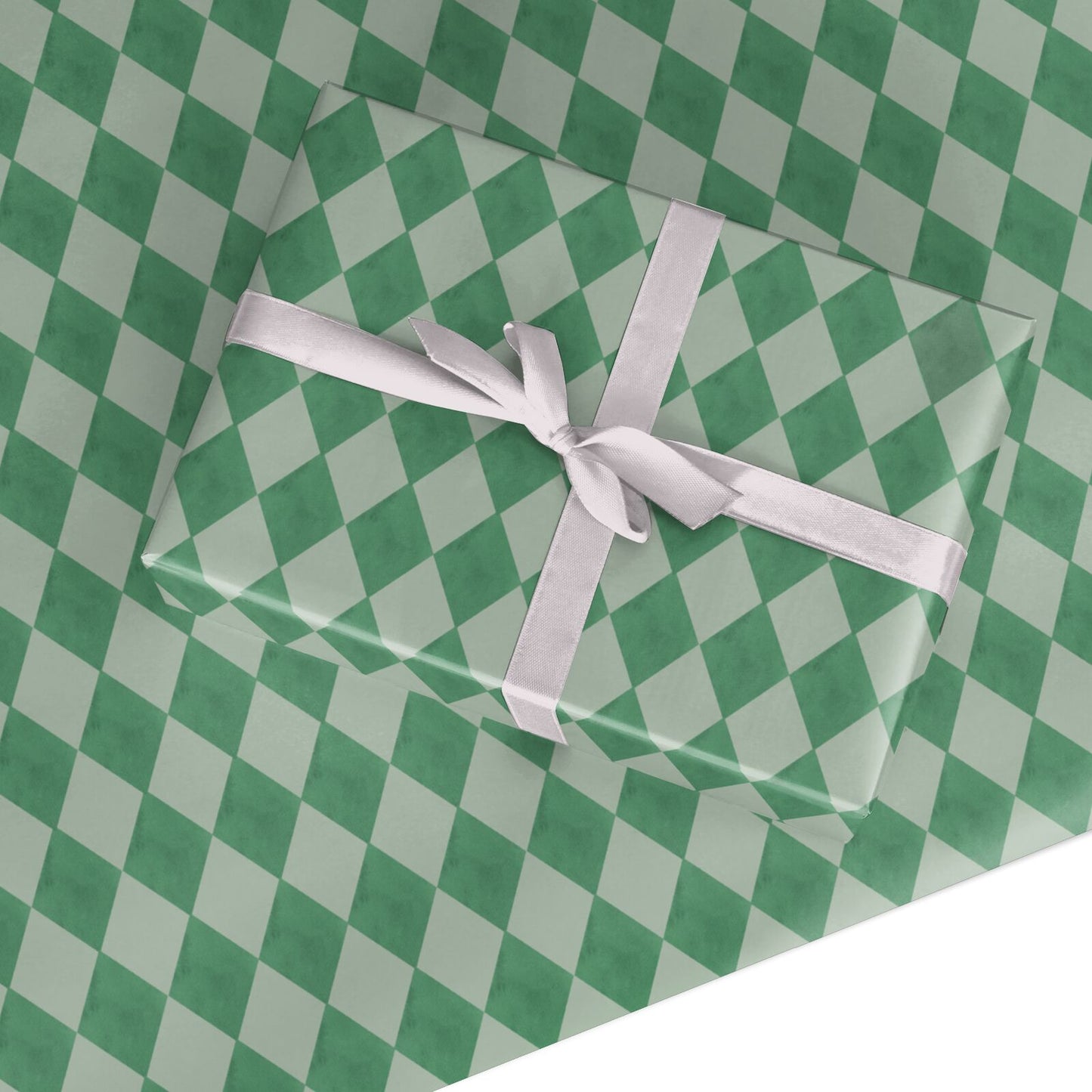 Sage Harlequin Diamond Custom Wrapping Paper