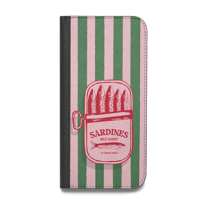 Sardine Tin Stripe Vegan Leather Flip iPhone Case