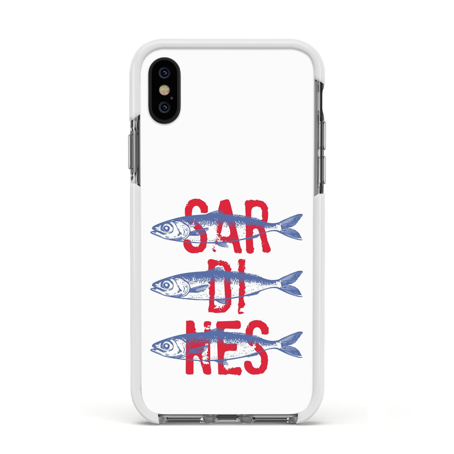 Sardines Word Art Apple iPhone Xs Impact Case White Edge on Black Phone