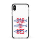 Sardines Word Art Apple iPhone Xs Max Impact Case Black Edge on Silver Phone