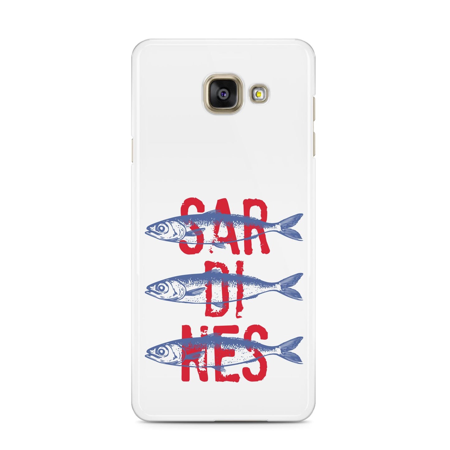 Sardines Word Art Samsung Galaxy A3 2016 Case on gold phone