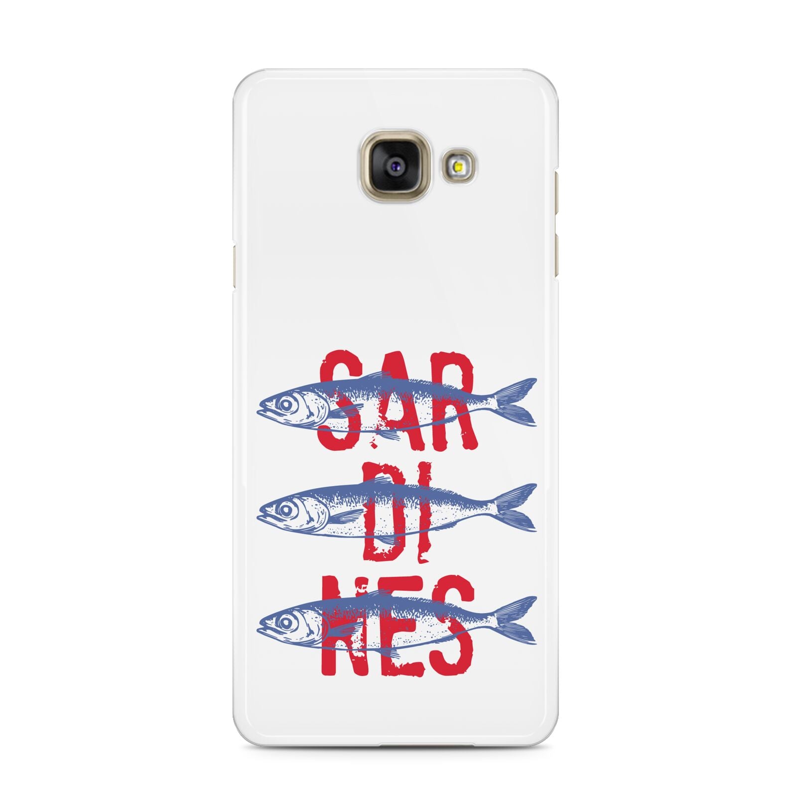 Sardines Word Art Samsung Galaxy A3 2016 Case on gold phone