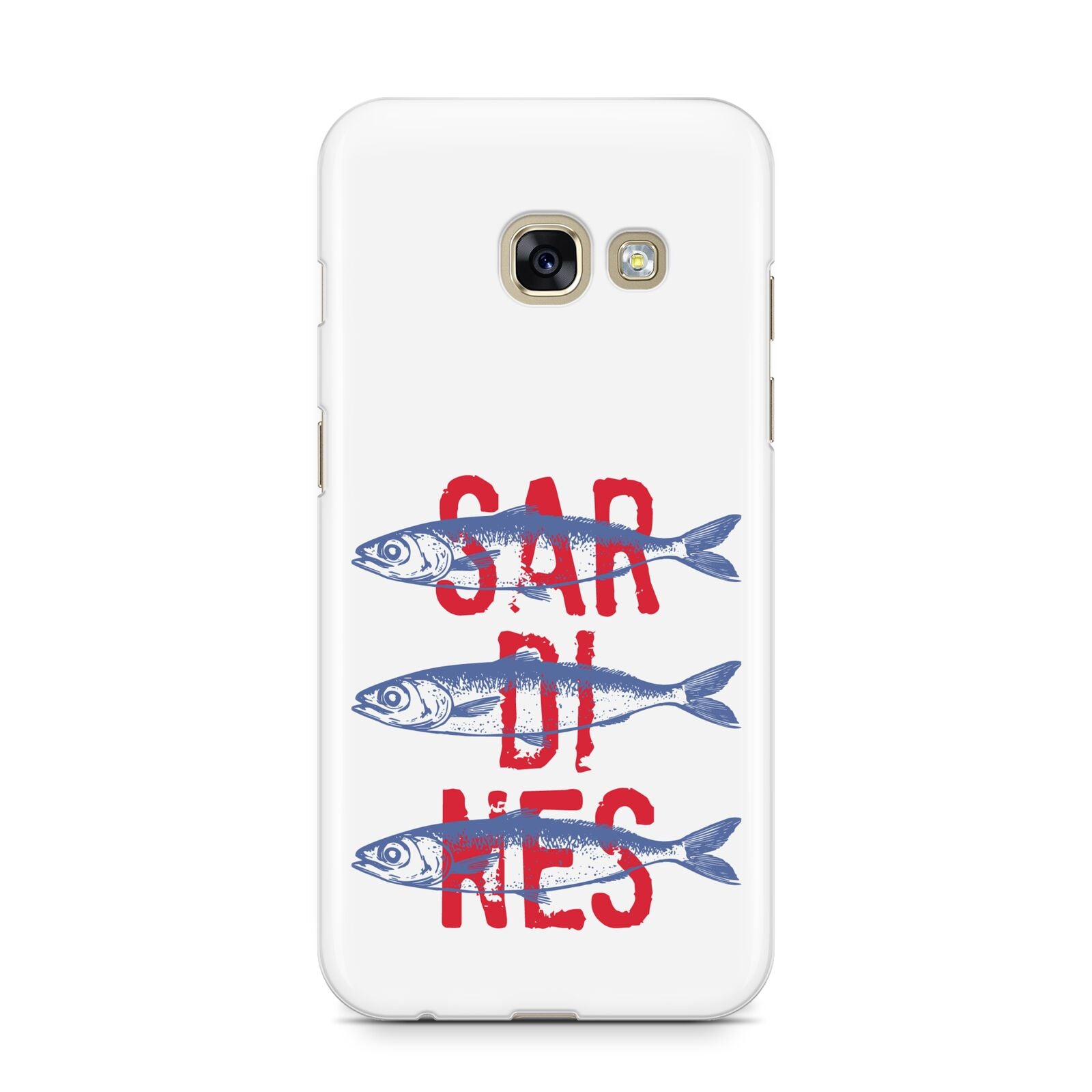 Sardines Word Art Samsung Galaxy A3 2017 Case on gold phone