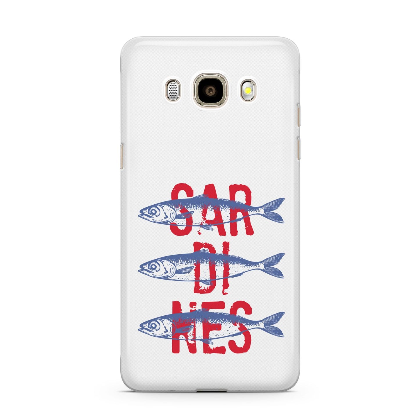 Sardines Word Art Samsung Galaxy J7 2016 Case on gold phone
