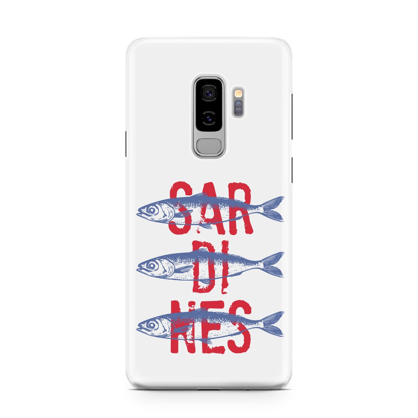Sardines Word Art Samsung Galaxy S9 Plus Case on Silver phone