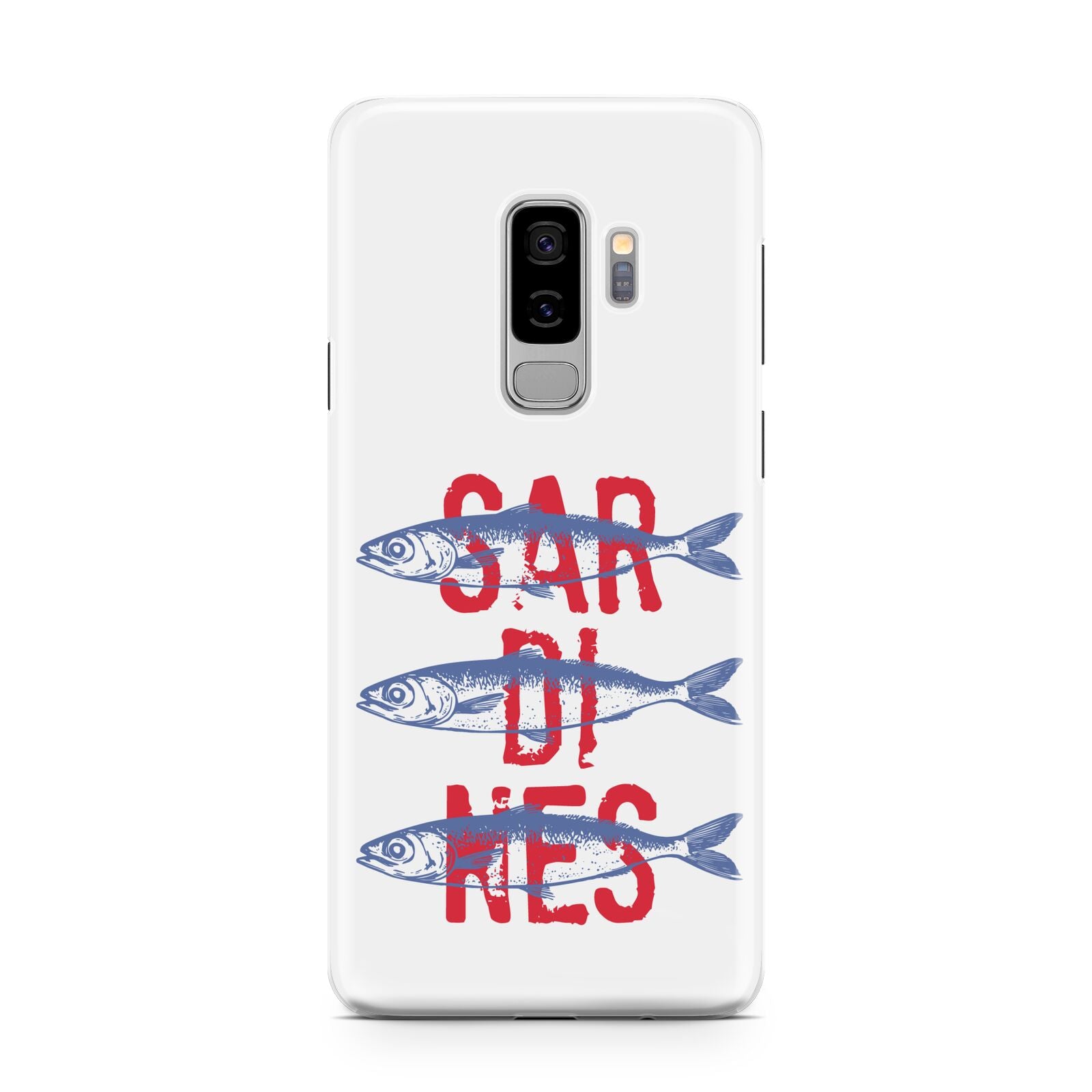 Sardines Word Art Samsung Galaxy S9 Plus Case on Silver phone