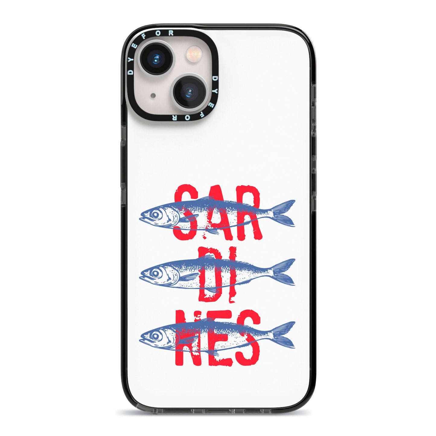 Sardines Word Art iPhone 13 Black Impact Case on Silver phone
