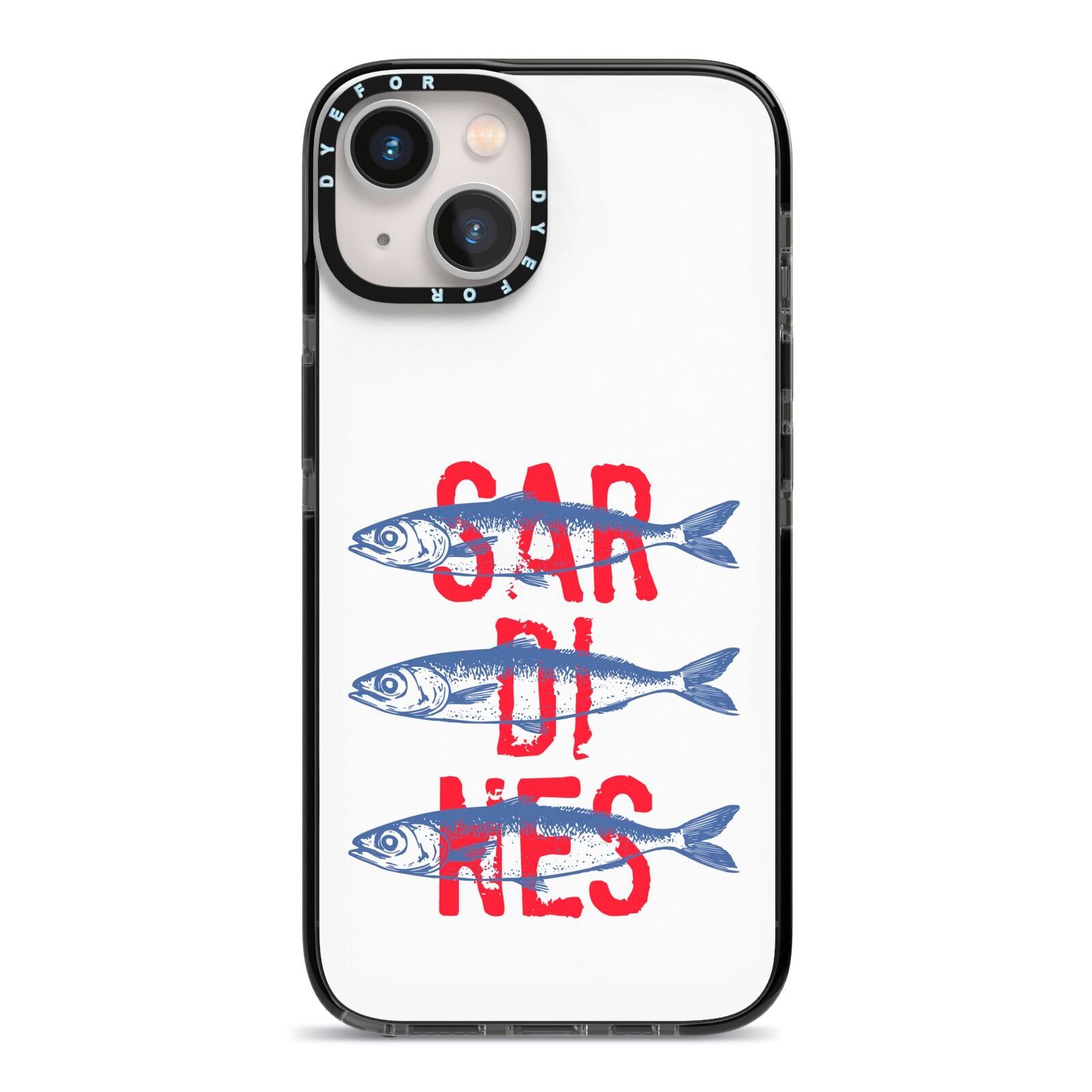 Sardines Word Art iPhone 13 Black Impact Case on Silver phone