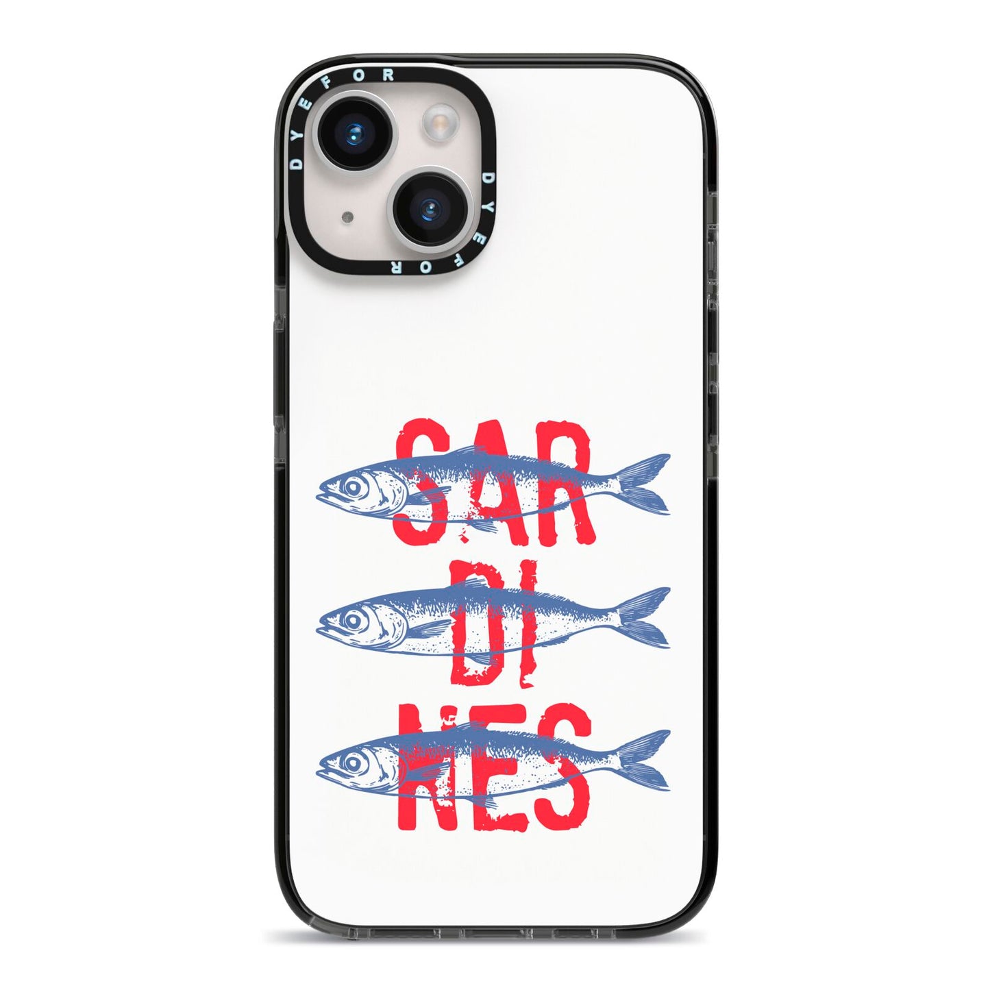 Sardines Word Art iPhone 14 Black Impact Case on Silver phone