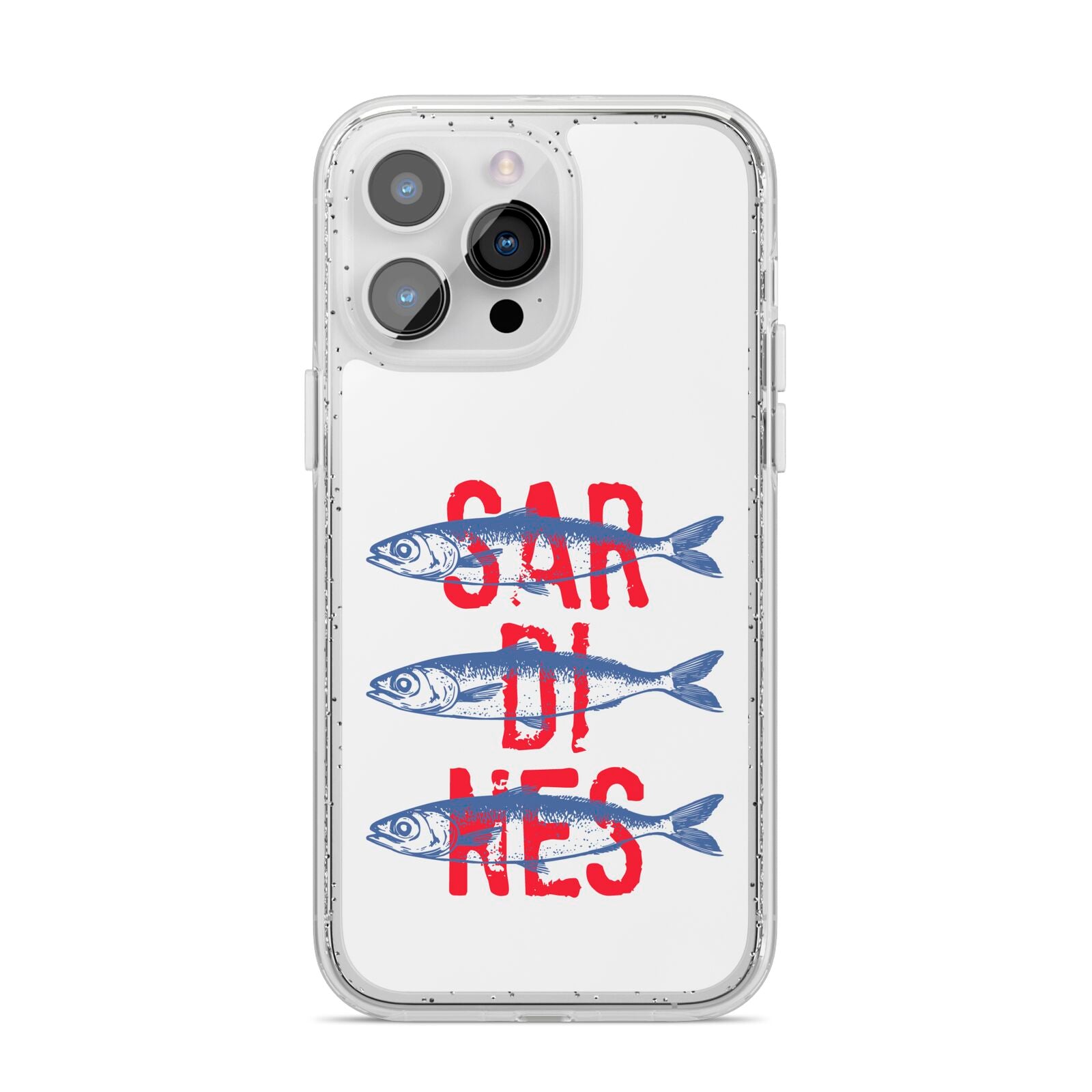 Sardines Word Art iPhone 14 Pro Max Glitter Tough Case Silver