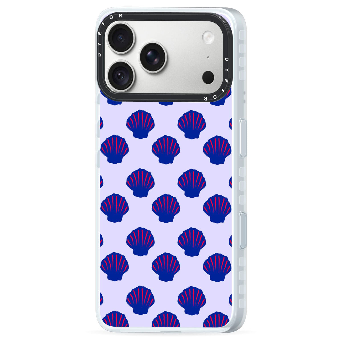 Shell Pattern iPhone 18 Pro Black Impact Pre order Case Side Angle on Silver phone