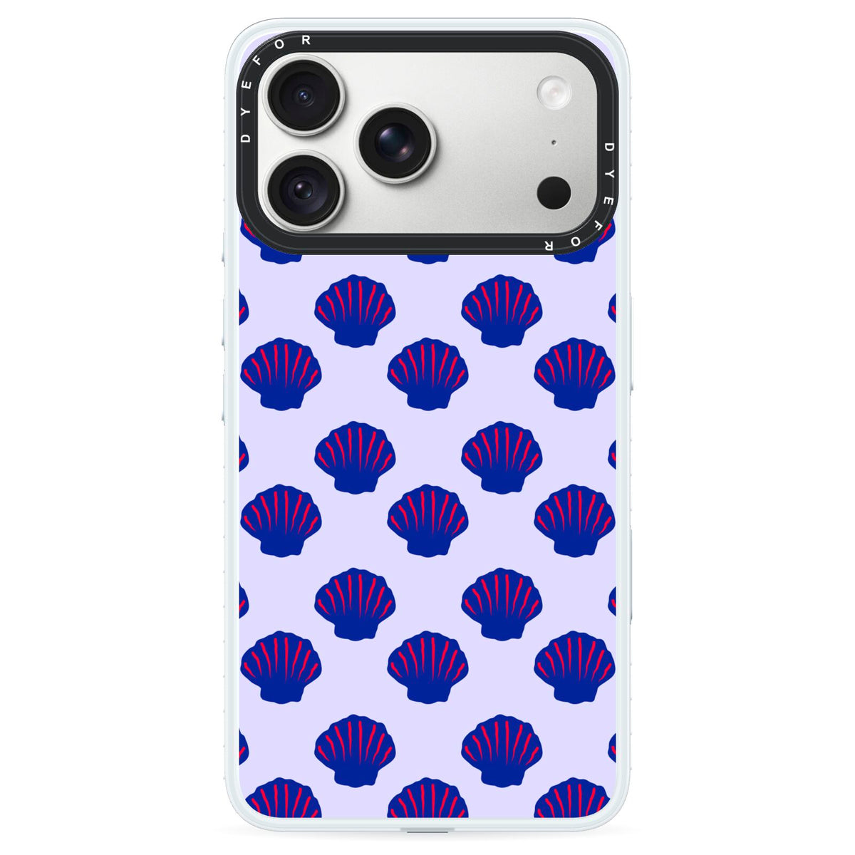 Shell Pattern iPhone 18 Pro Black Impact Pre order Case on Silver phone